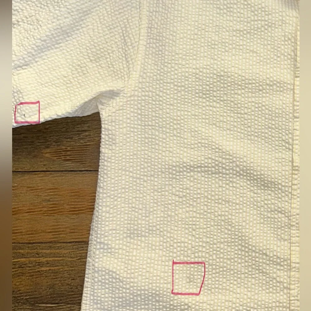 ROUTE 66 Vintage Seersucker button up shirt in butter yellow and white 90s - Picture 9 of 11